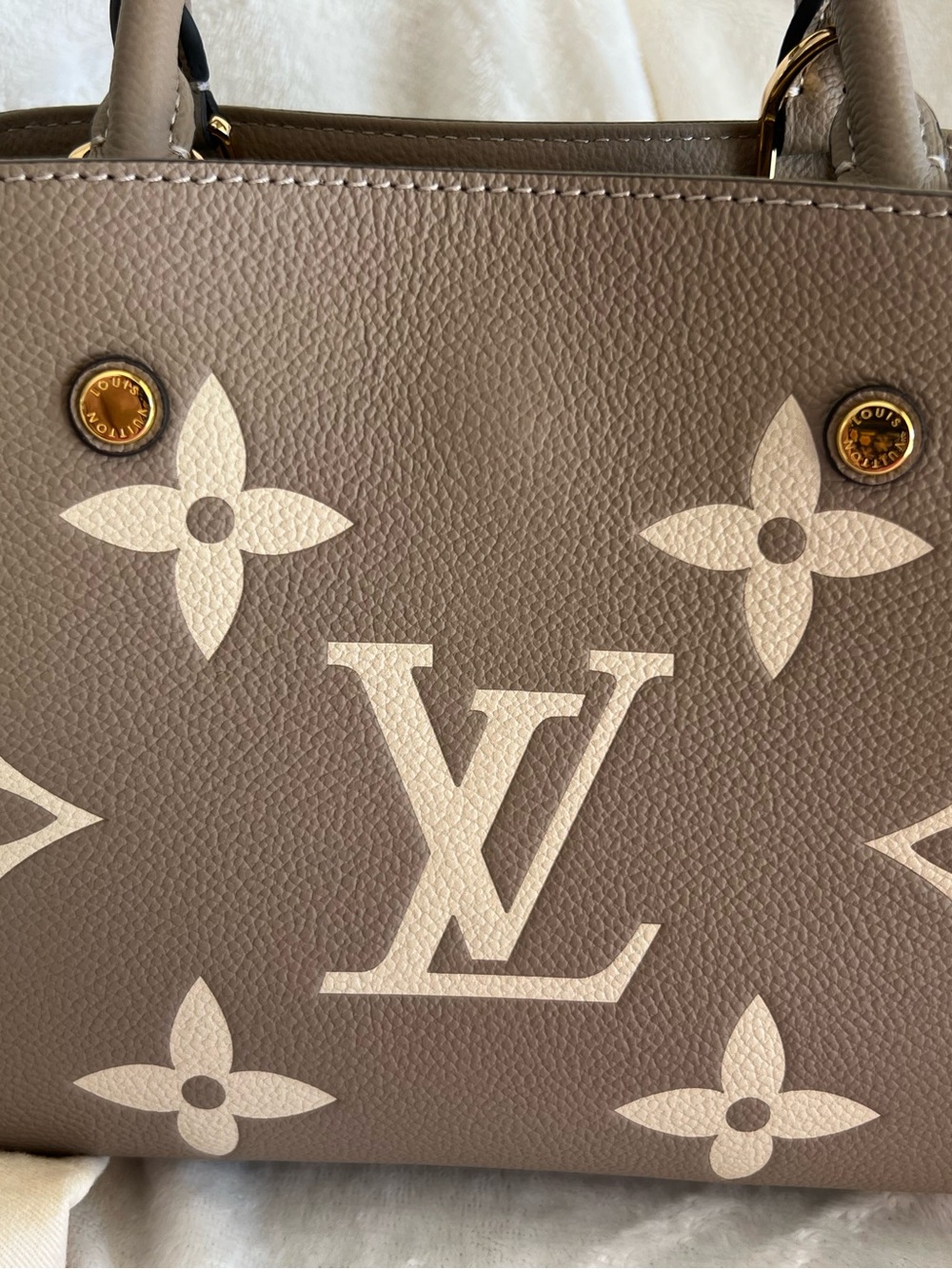 Louis Vuitton Taupe and Cream Monogram Top-Handle Satchel